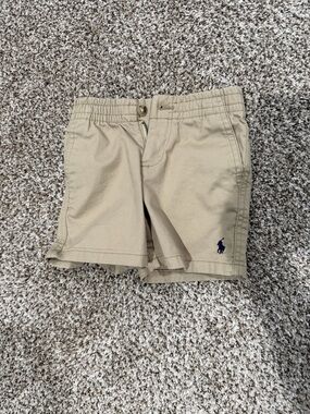 Polo by Ralph Lauren Boys Tan Shorts with Navy Logo 18 months
